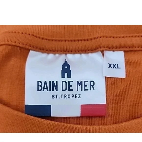Bain De Mer Catch The Dollar St. Tropez Luxury Resort Orange Short Sleeve Tee C
